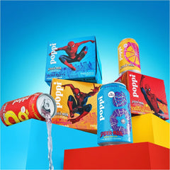 Poppi LTO Spiderman Lemonade Soda - 12 fl oz/4pk Cans